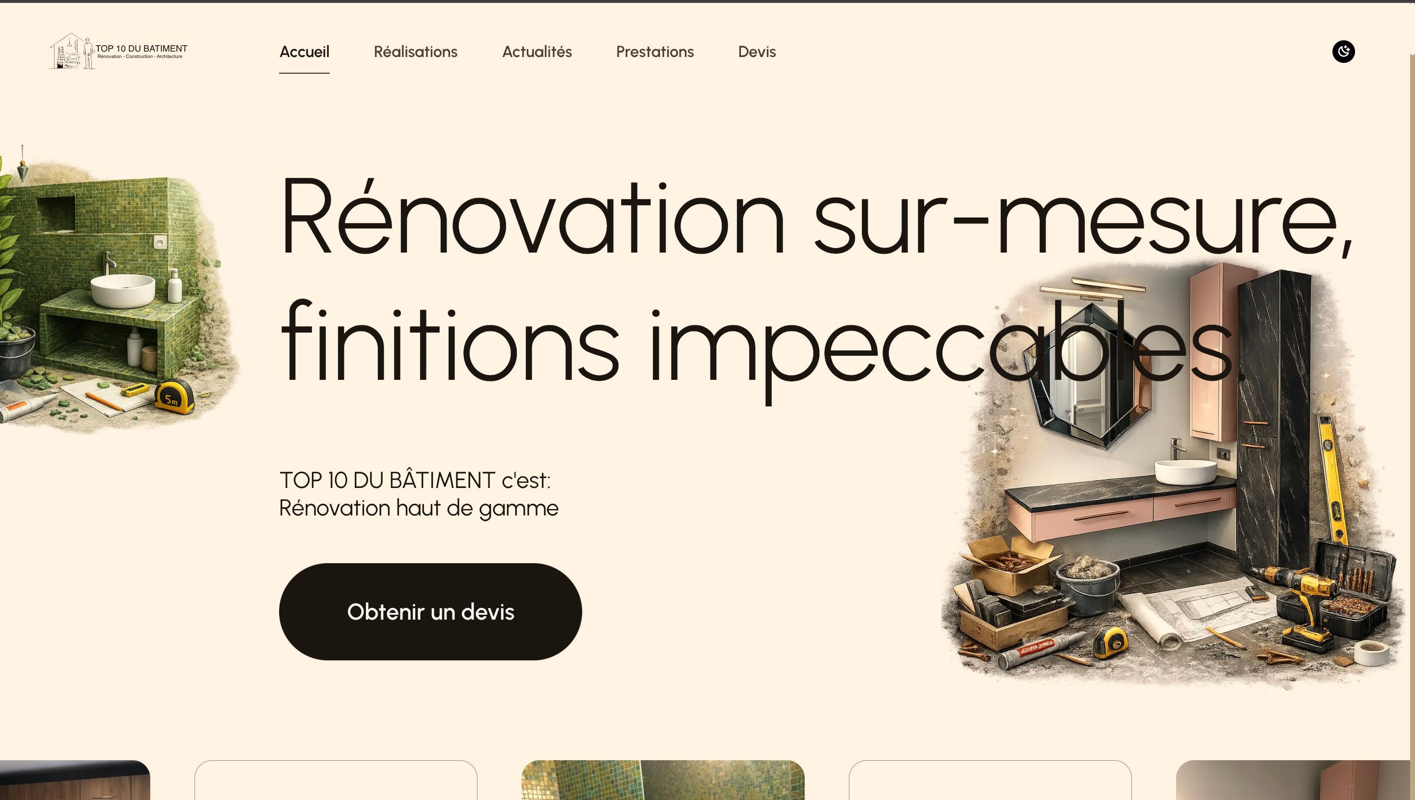 Capture d'écran du site Top 10 du Bâtiment